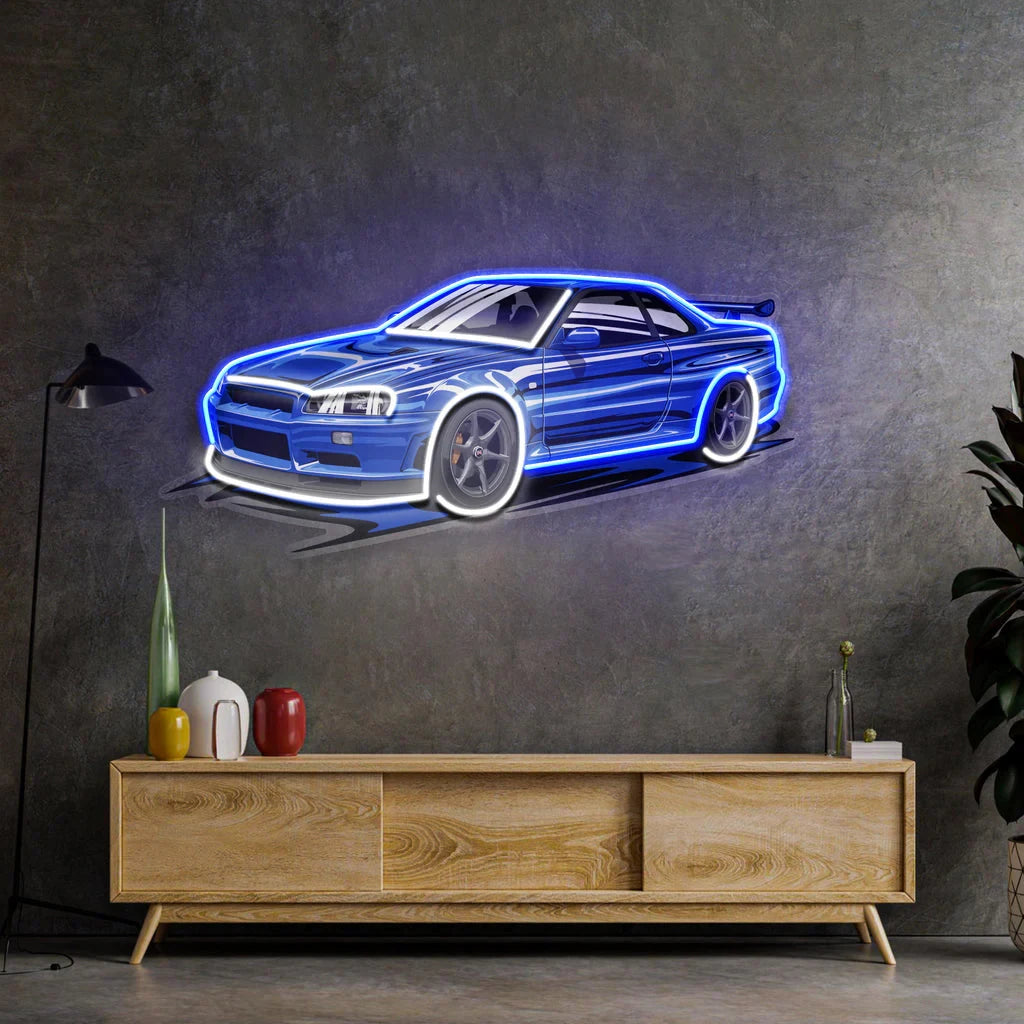 Sportwagen-Neonschild UV-Druck-blau