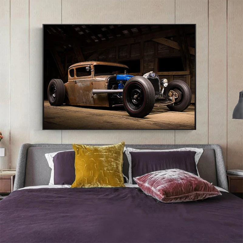 Rostige Vintage Sport Auto Poster