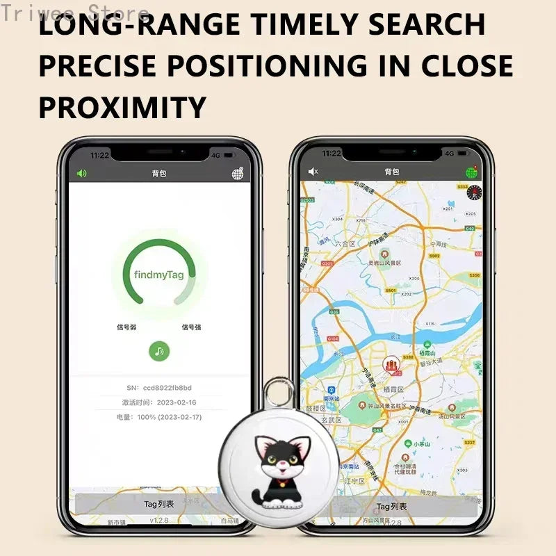 Haustier GPS Tracker Bluetooth Locator Echtzeit-Tracking (wasserdicht)