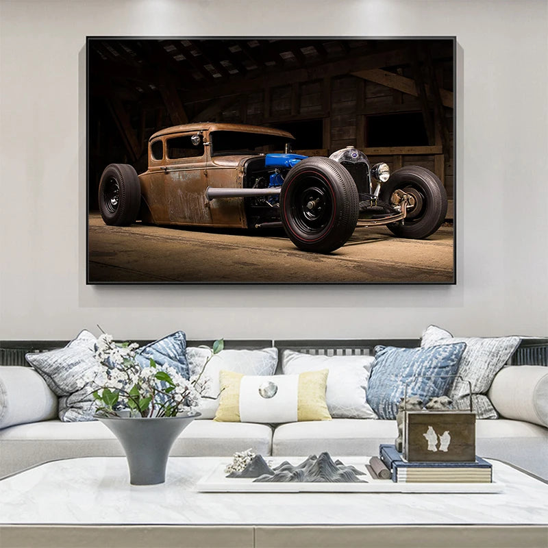 Rostige Vintage Sport Auto Poster