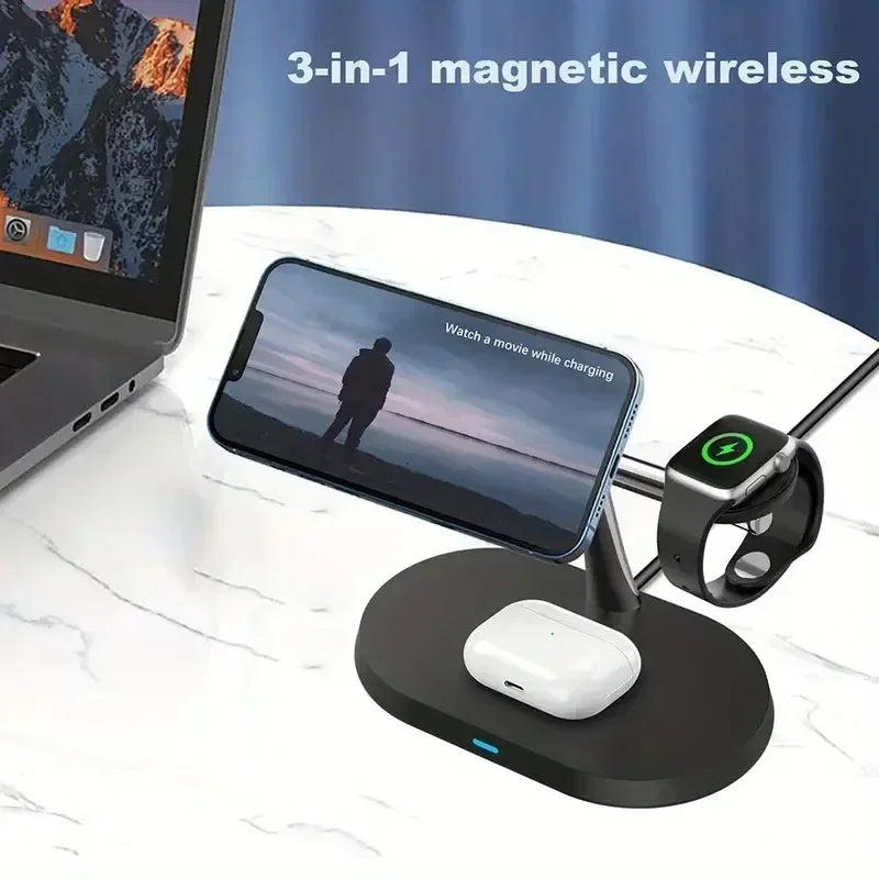 3 in 1 magnetische schnelle kabellose Ladestation für iPhone und Apple Watch