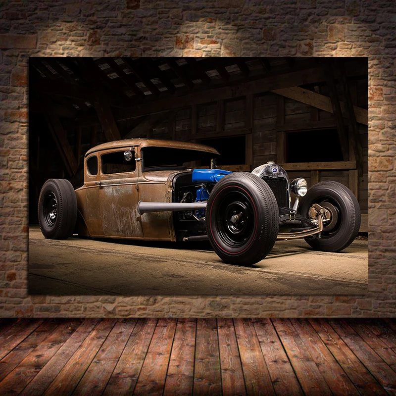 Rostige Vintage Sport Auto Poster