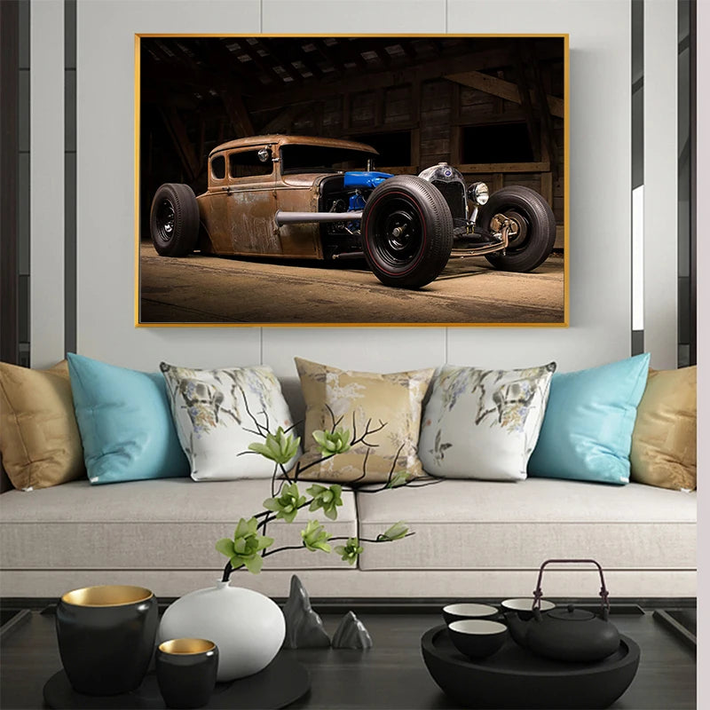 Rostige Vintage Sport Auto Poster