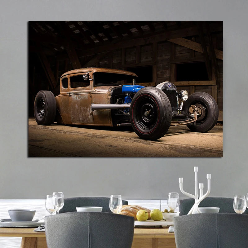 Rostige Vintage Sport Auto Poster
