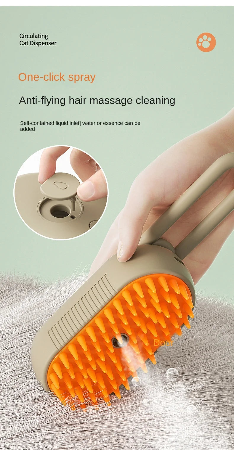 Dampfende Bürste für Hunde&Katzen 3 in 1 elektrischer Spray sorgt für Massage und enfternung von Haaren