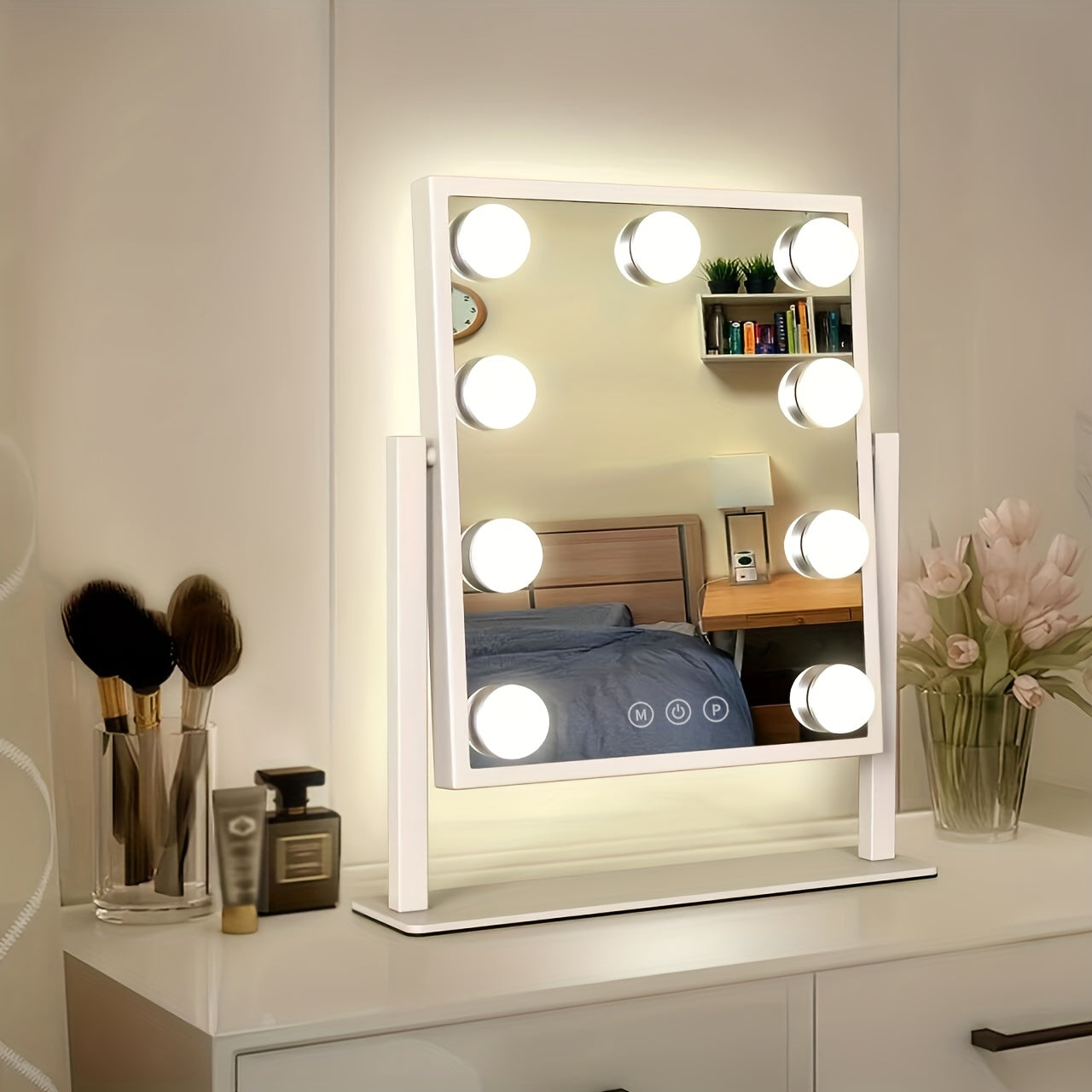 Touch Hollywood LED Spiegel 360 grad drehbar – Glanzvolle Beleuchtung für dein Make-up mit innovativer. Touch-Funktiontrol