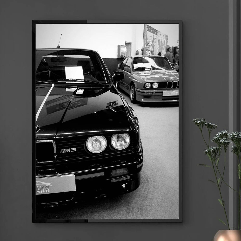 M3 Auto Poster Schwarz Weiß Auto Leinwand