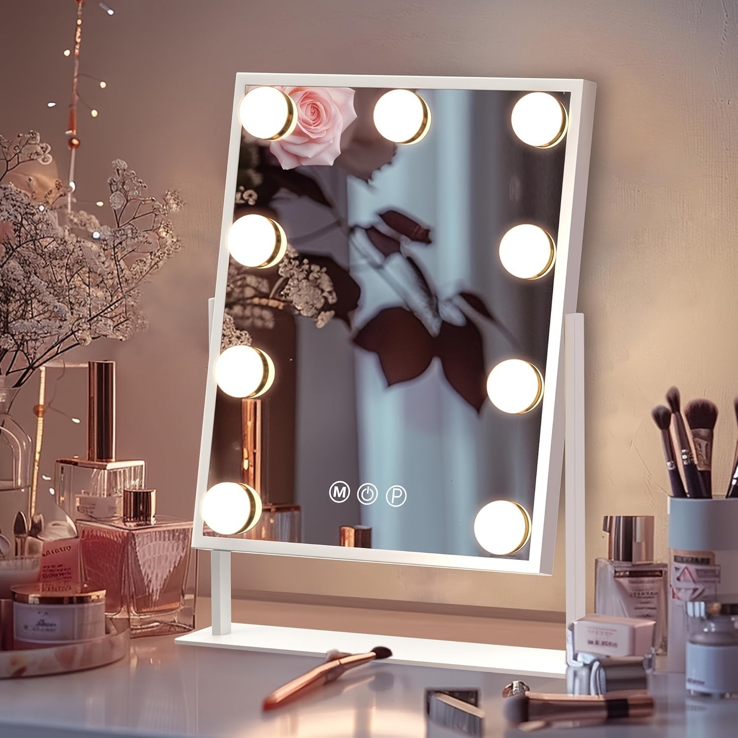 Touch Hollywood LED Spiegel 360 grad drehbar – Glanzvolle Beleuchtung für dein Make-up mit innovativer. Touch-Funktiontrol